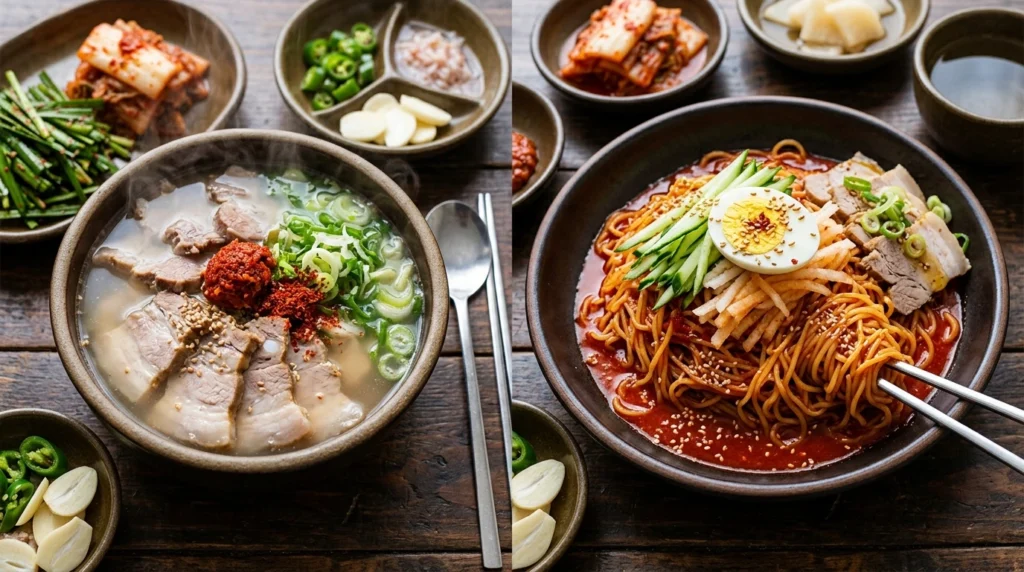 Yeongdong Dwaeji Gukbap and Milmyeon (wheat noodles)