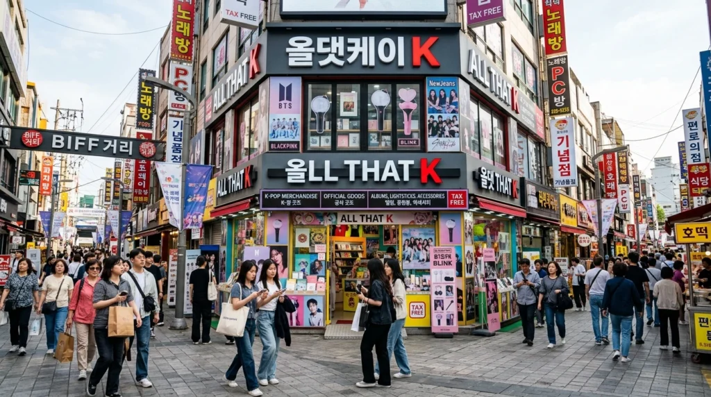 All That K merchandise store exterior on bustling BIFF Square main street