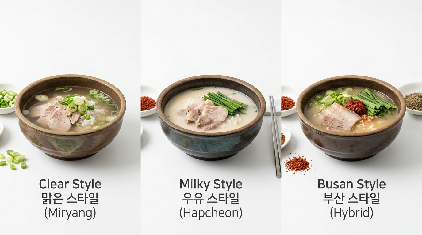 Style of Dwaeji Gukbap. Clear. Milky. Hybrid
