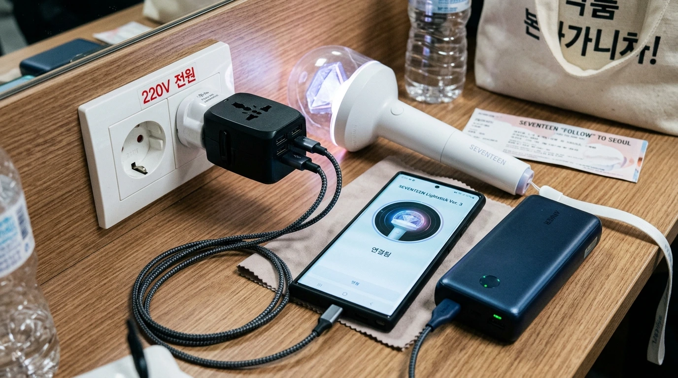 Type C pig nose outlet with adapter, smartphone charging, power bank, lightstick Bluetooth app on screen, 220V label