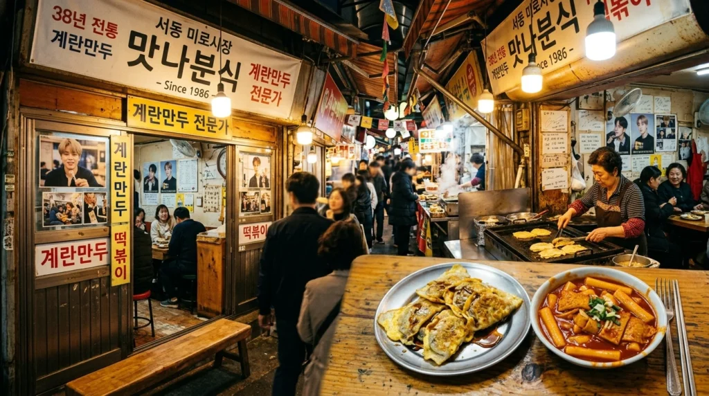 Matna Bunsik 38-year shop, Gyeran Mandu egg dumplings from glass noodles, Tteokbokki, childhood nostalgia where Jimin ate 